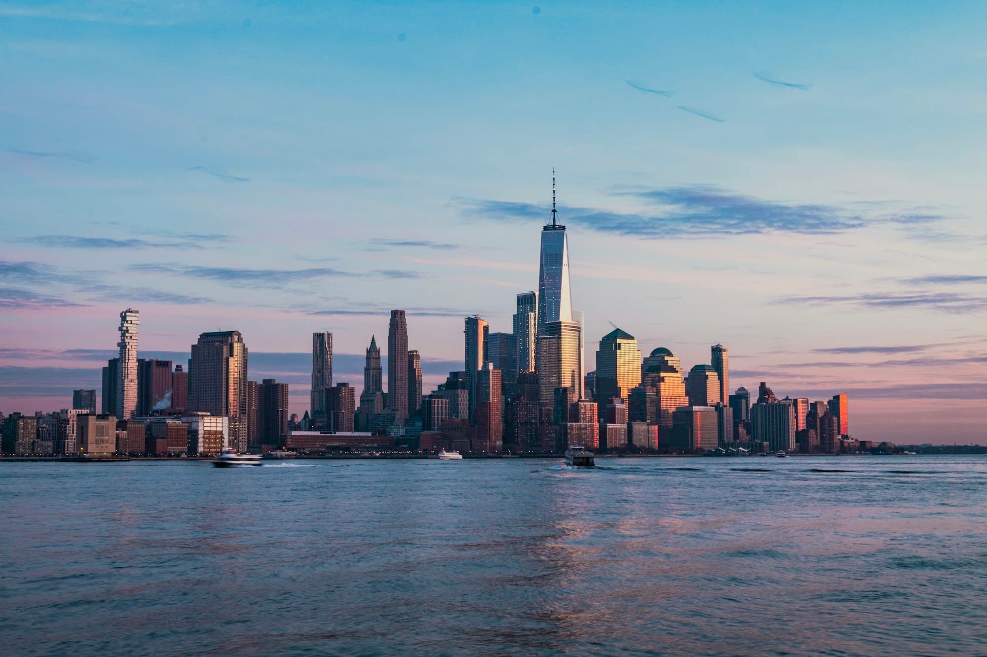 The Manhattan skyline at golden hour